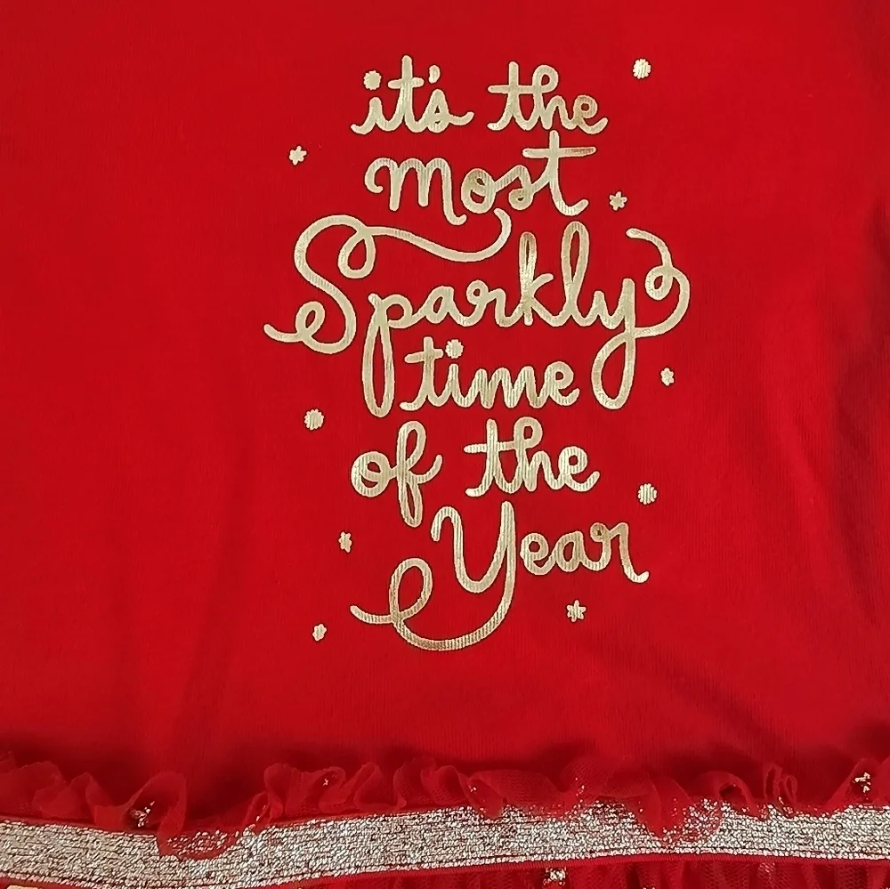 Cat & Jack Girls Red Christmas Holiday 'Tis The Season' Dress, size 6/6x